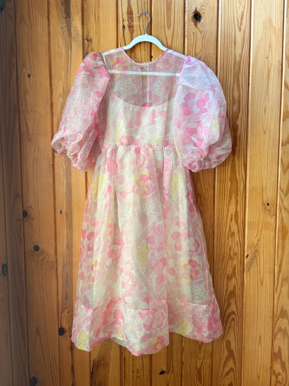 Amanda Uprichard Floral Organza Overlay Midi Dress